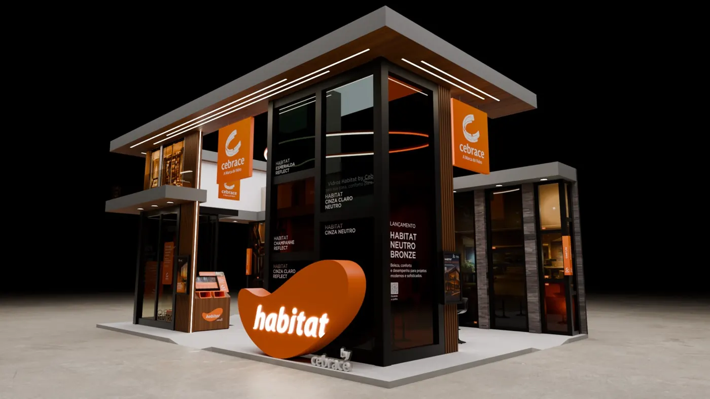 Render do estande Habitat by Cebrace na Fesqua 2026