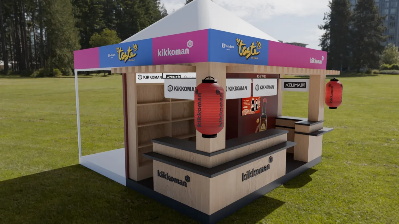 Render do projeto conceitual Kikkoman para Taste São Paulo Festival 2026, vista 3